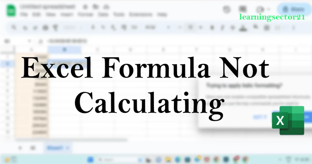 Excel Formula Not Calculating